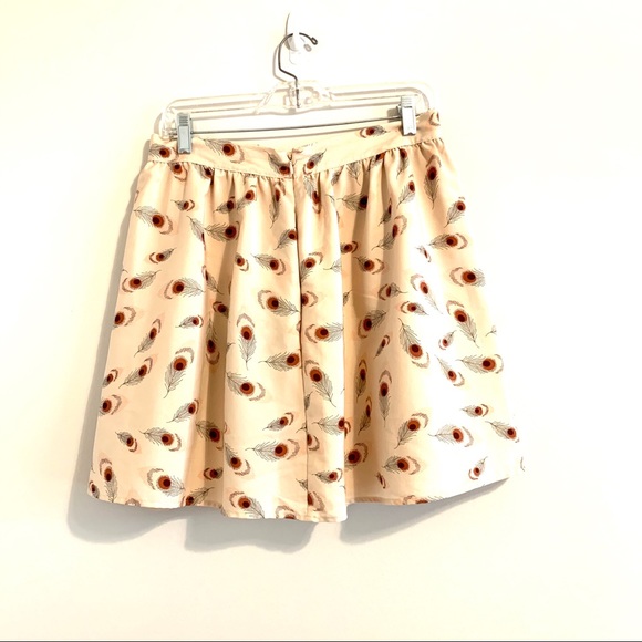 FOREVER 21 Blush Skirt with Peacock Feather Print - Picture 2 of 6